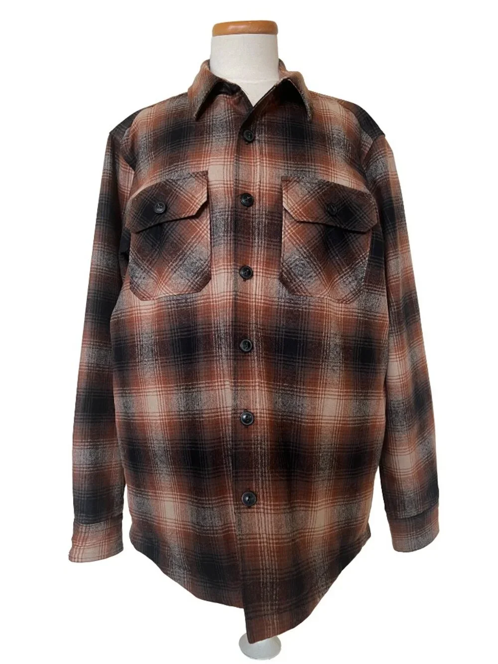 Pendleton Brown Plaid Quilted Flannel Shacket Jacket L